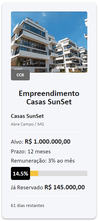 Casa sunset- ECWL White Label para plataforma Crowdlending BaaS